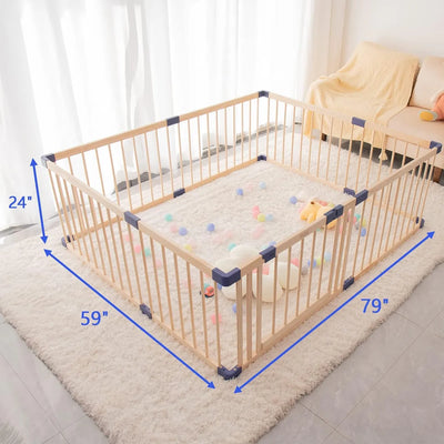 Parque Infantil De Madera Ultra Seguro Con Puerta
