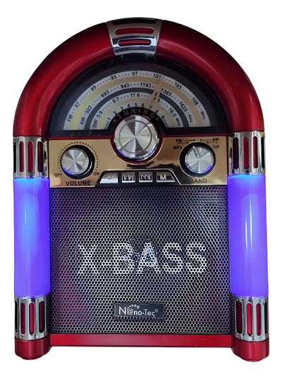 Radio Parlante Rokola Retro Nano-tec R1228 3 Bandas Fm Rojo