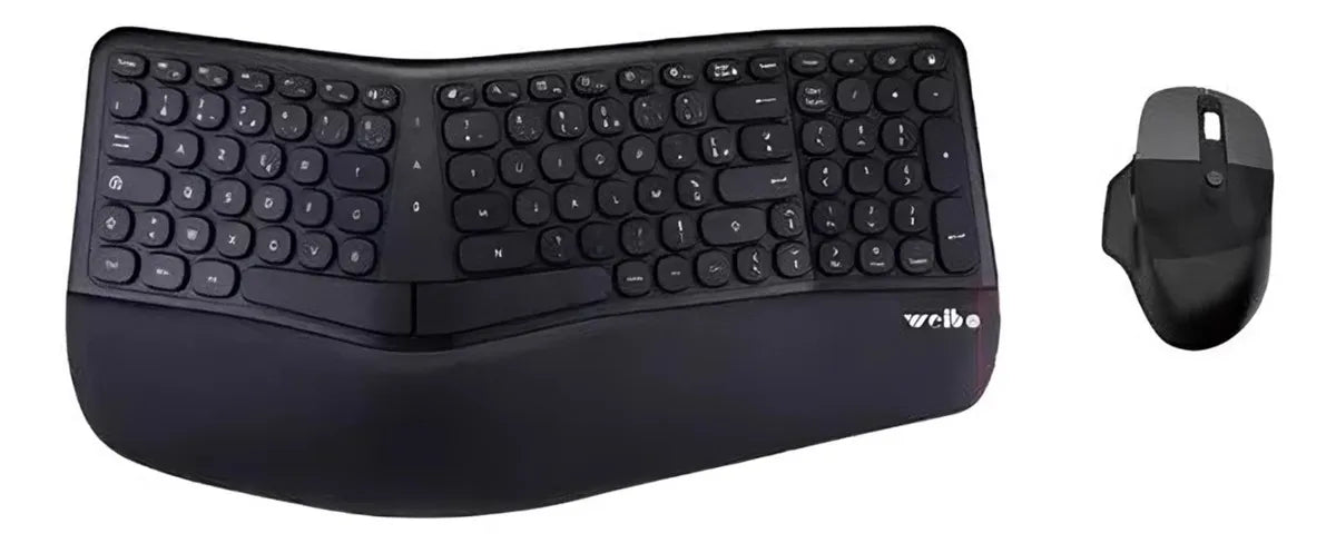 Combo Teclado Y Mouse Ergonomicos Inalambrico Weibo Wb-218 Mouse Negro Teclado Negro