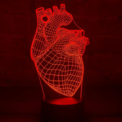 Lámpara Led 3d Corazón Humano Anatómico Decoración Regalo - Negra