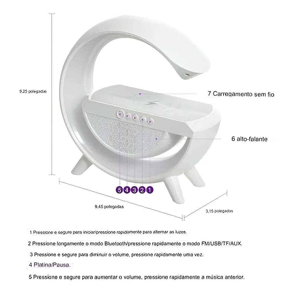 Parlante BT2301 Led Wireless Charging Speaker portátil con bluetooth blanca