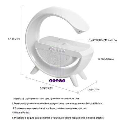 Parlante BT2301 Led Wireless Charging Speaker portátil con bluetooth blanca