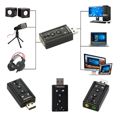 Adaptador de sonido USB 2.0 externo de 7.1 canales, con color negro NF-e