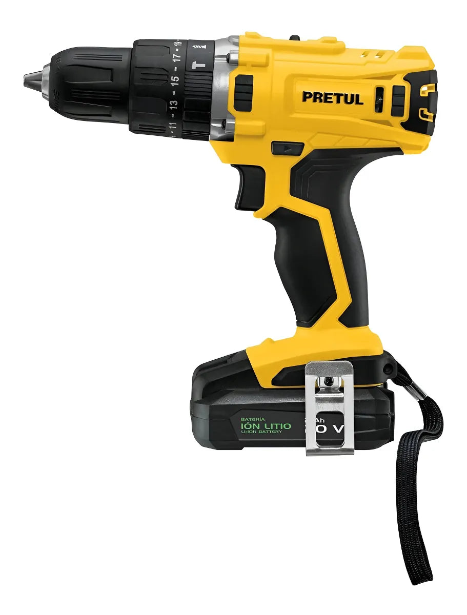 Taladro Percutor Inalámbrico 1/2'' 1500 Rpm Pretul 26117 Color Amarillo