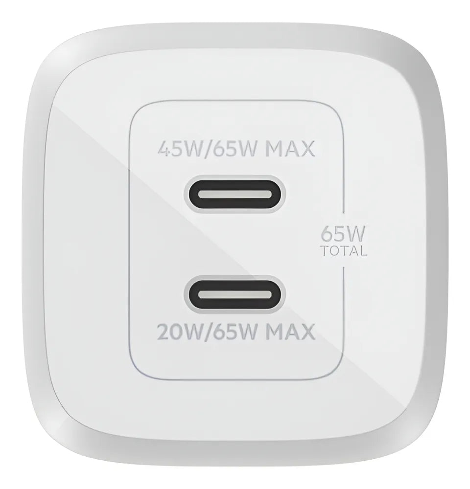 Cargador Pared Dual Belkin Usbc 65w Color Blanco
