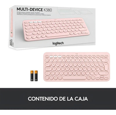 Logitech K380 Teclado Bluetooth Multi dispositivo Rosado Color del teclado Rosa Idioma Español