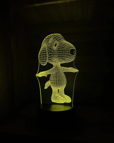 Lámpara De Noche Led 3d Snoopy Holograma Decoración Regalo - Negro