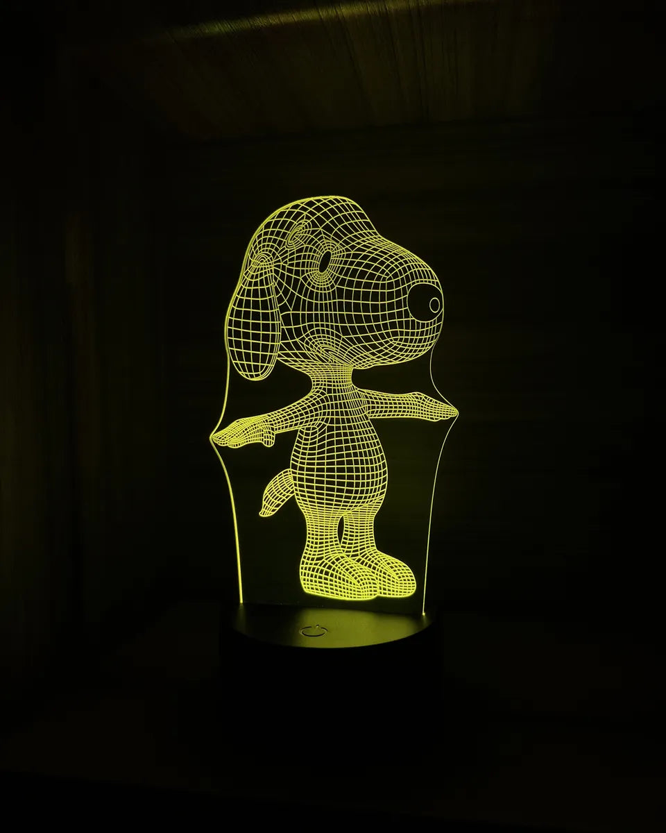 Lámpara De Noche Led 3d Snoopy Holograma Decoración Regalo - Negro