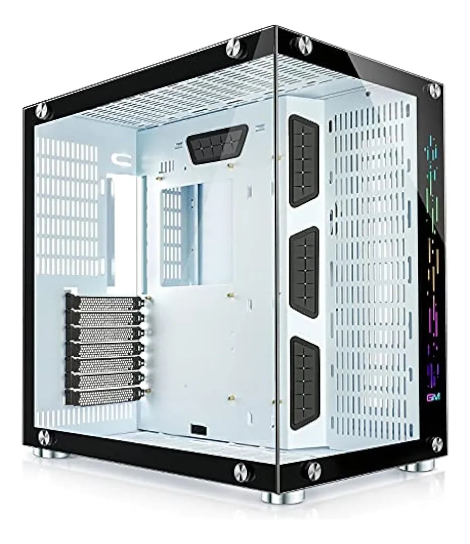 Gim Atx Mid-tower Case White Gaming Pc Case 2 Paneles De Vid White-glass