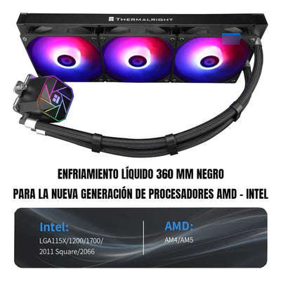 Enfriamiento Liquido Pc Cpu Ta 360 Argb Lga 1700 Am5 Negro