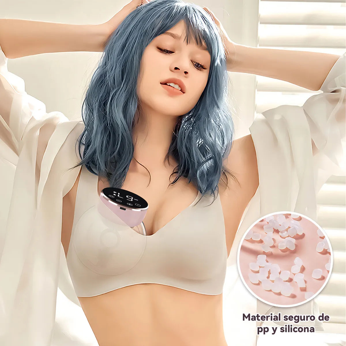Extractor de Leche Eléctrico Manos Libres con Temporizador Marca Le Forge Color Rosa