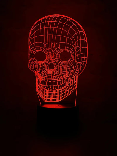 Lámpara De Noche Led 3d Calavera Holograma Decoración Regalo Negra