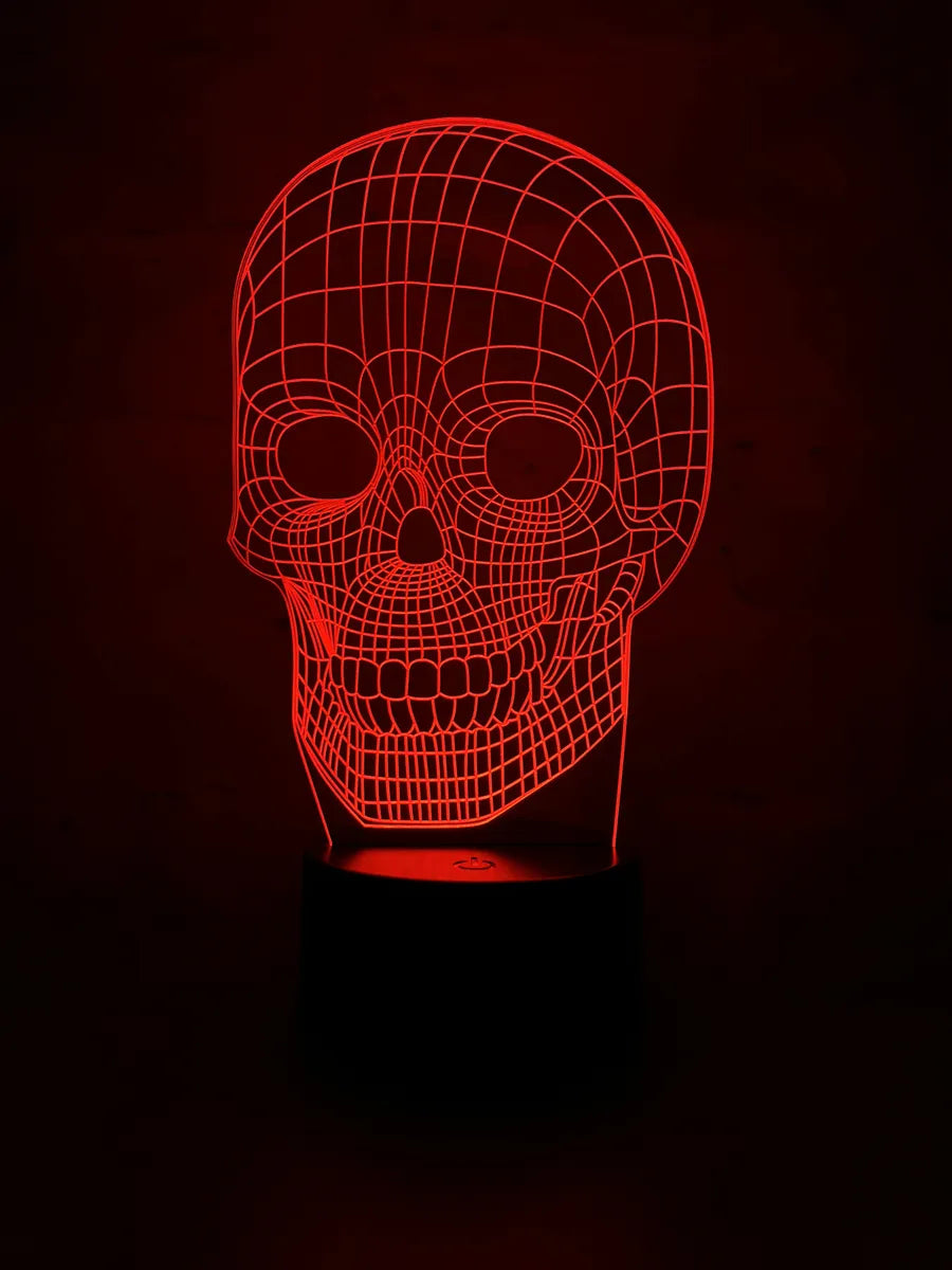 Lámpara De Noche Led 3d Calavera Holograma Decoración Regalo Negra