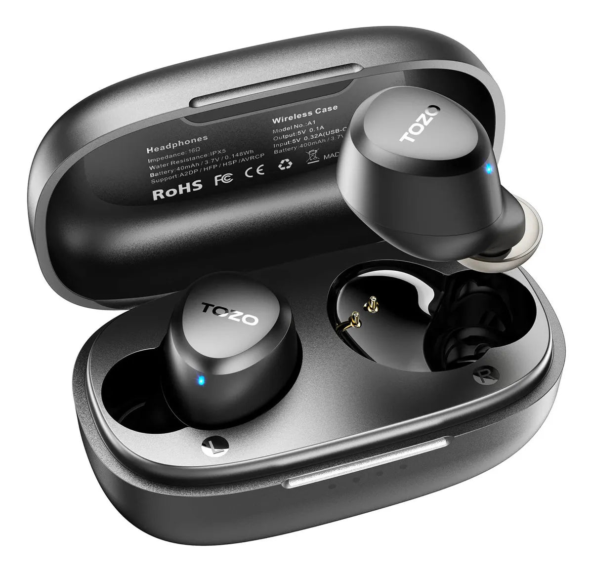 Tozo A1 Mini Audifonos Tws Bluetooth 5.3 Carga Inalambrica