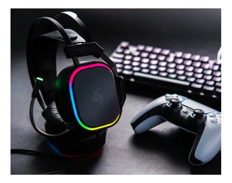 Diadema Gamer Vsg Gemini Rgb 50mm Cable 2.1m Plug 3.5mm Negro