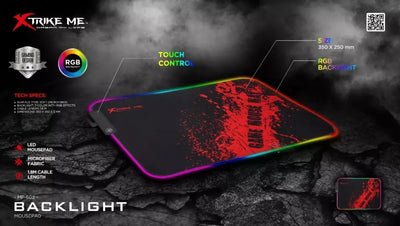 Mouse Pad Xtrike Me Gamer Iluminacion Y Base Antideslizante Color Negro
