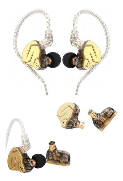 Audífonos In-ear Kz Zsn Prox Híbrido Hifi Monitoreo Color Dorado Con Mic