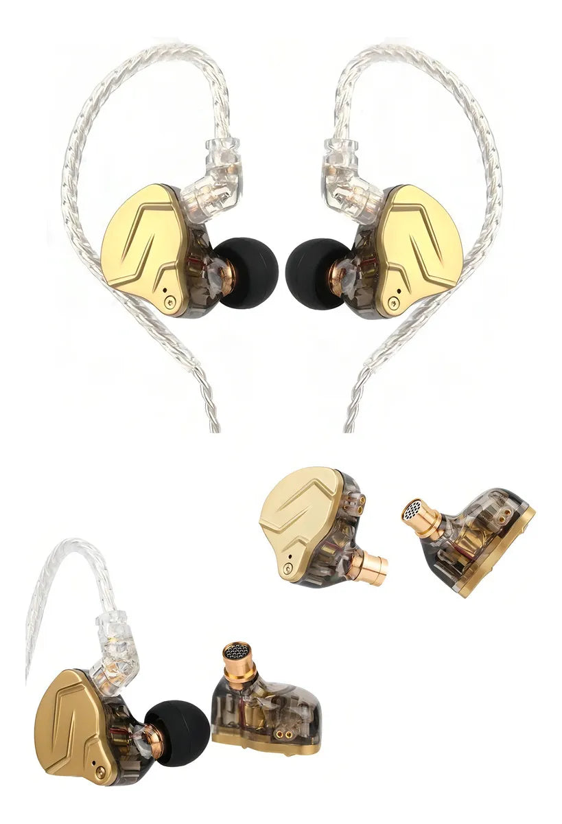 Audífonos In-ear Kz Zsn Prox Híbrido Hifi Monitoreo Color Dorado Con Mic