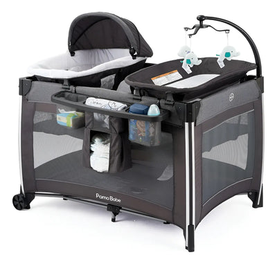 Cuna Portátil 4 En 1 Para Bebé, Plegable Y De Viaje, Gris