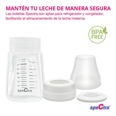 2 Botellas Almacenar Leche Materna Spectra Biberón Lactancia Color Rosa Claro