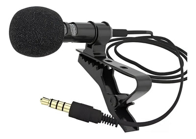 Micrófono De Solapa Para Pc Y Amplificador Entrada 3.5 Mm Ts Color Negro