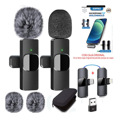 Micrófono Inalámbrico de Solapa Con Caja Original K9Pro JuandaColombia Color Negro