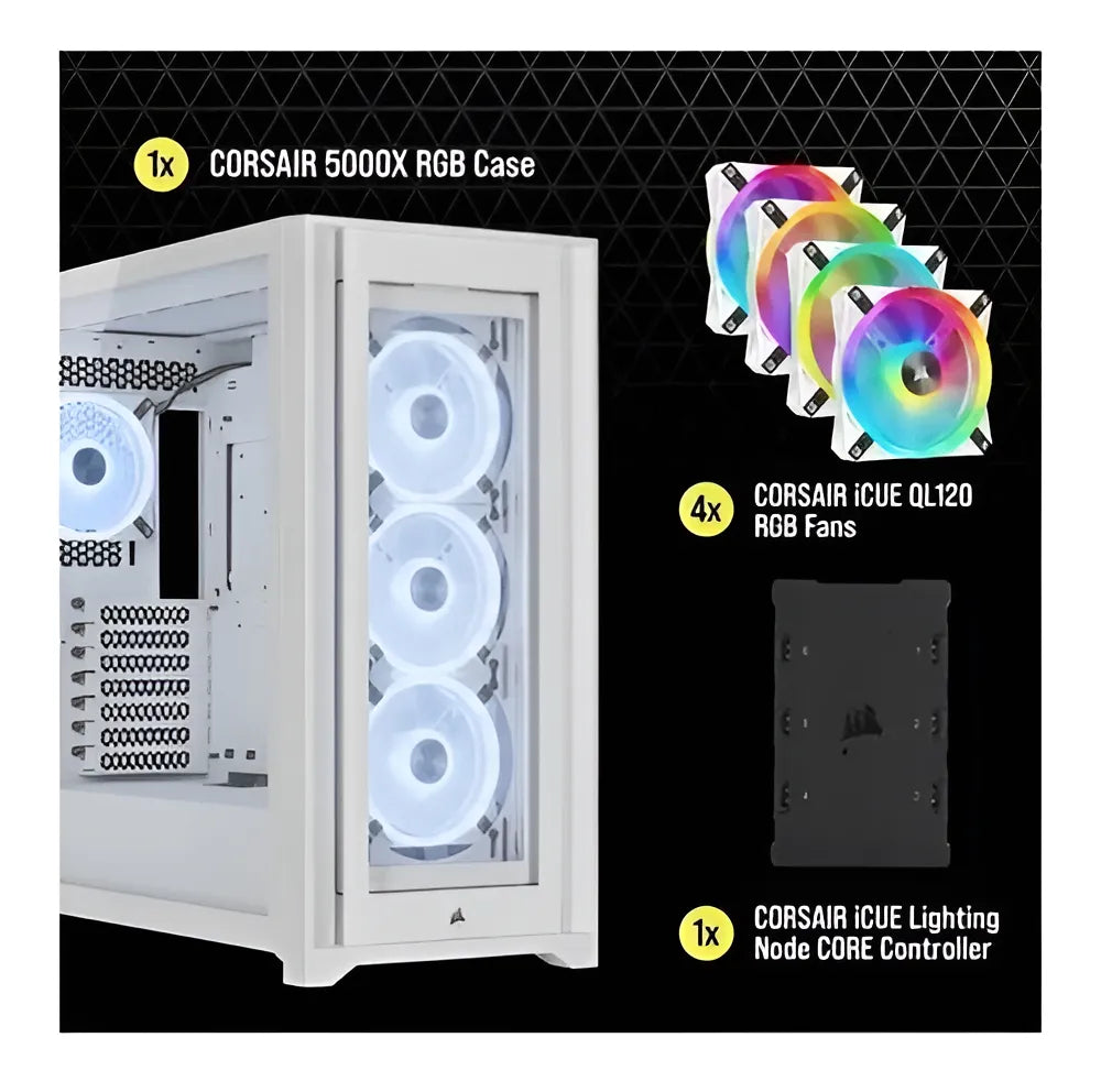 Chasis Corsair Icue 5000x Rgb Ql Edition True White Color Blanco