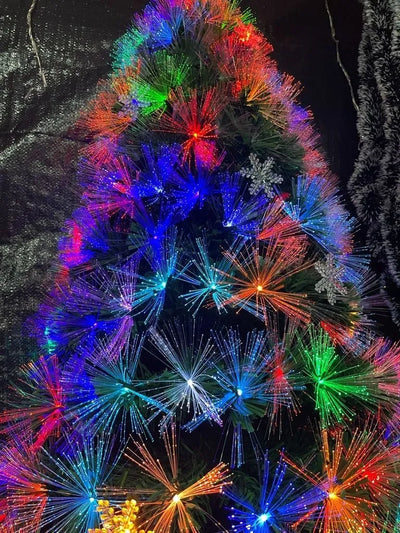Arbol Fibra Optica 7 Colores Alta Densidad 180 Cm Verde Oscuro