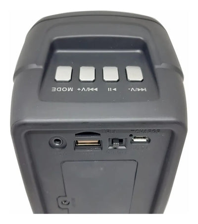 Parlante Portátil Mini Cabina Bluetooth Luz Led Radio Fm Negro