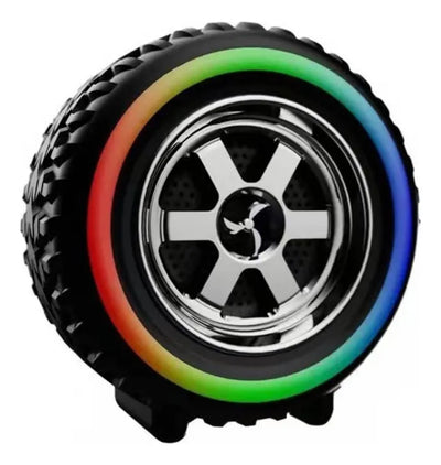 Parlante Bluetooth Llanta Celular Computador Radio Luces Rgb Negro