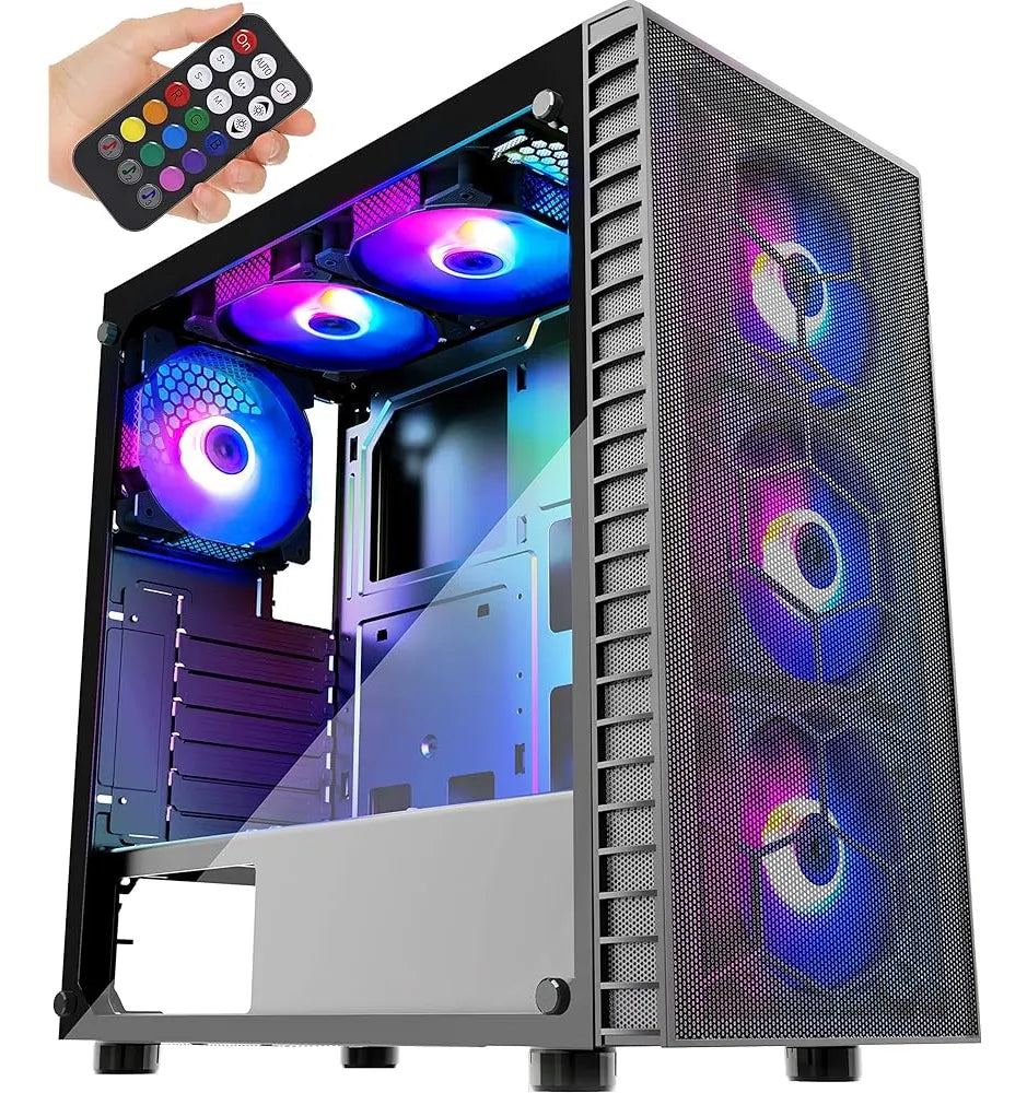 Musetex Mesh Atx Mid-tower Computer Gaming Case Con 6 Pcs × G05mn6-hw