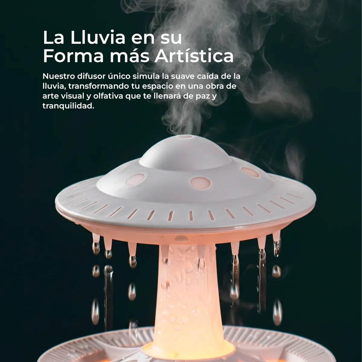 Humidificador Difusor Lluvia Con Control Remoto 350 Ml - Blanco