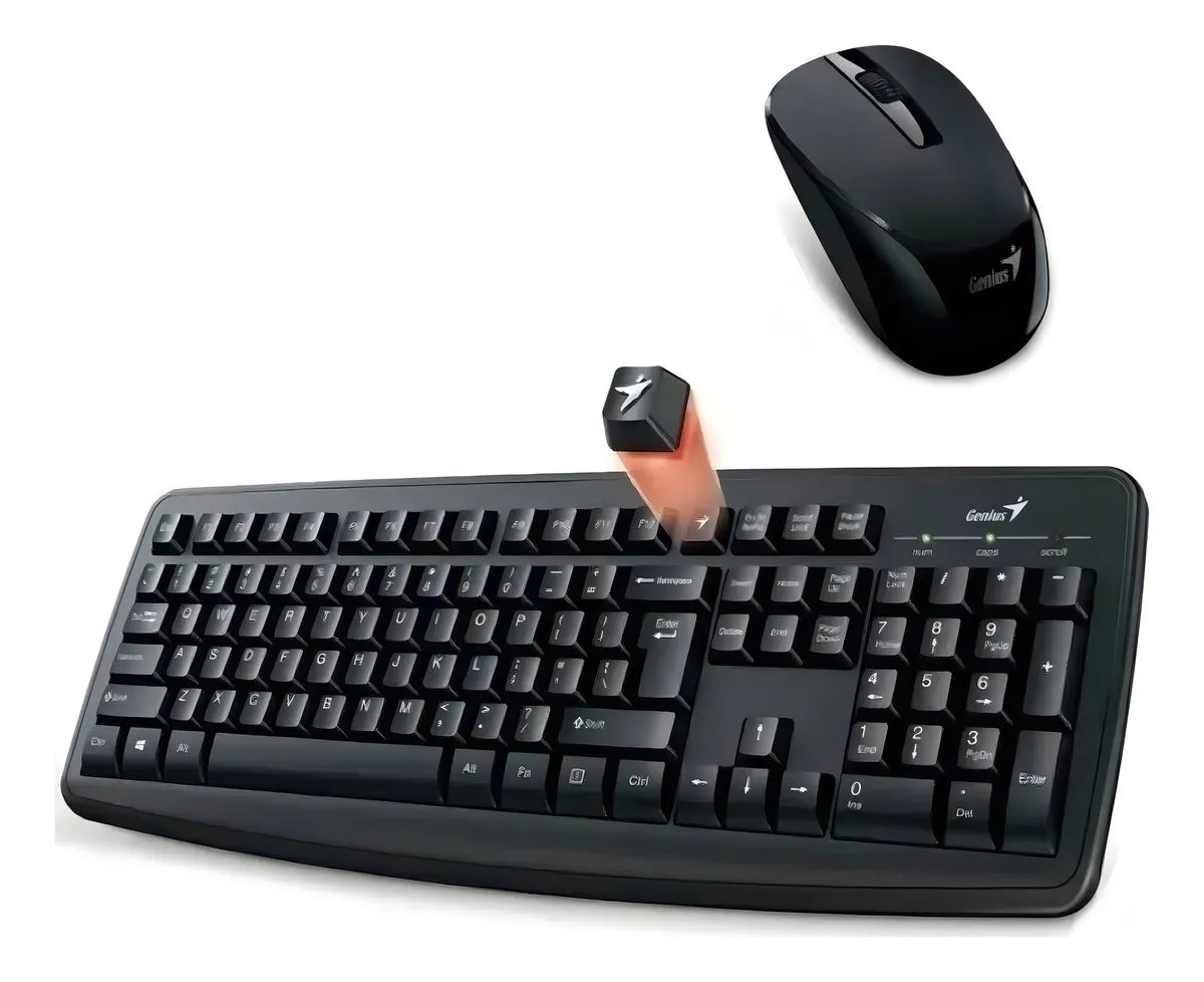 Kit de teclado y mouse inalámbrico Genius KM-8100 Español Latinoamérica de color negro