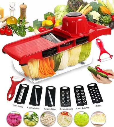 Mandoline Slicer 6en1 Cortadora De Verduras Rallador Cocina Rojo