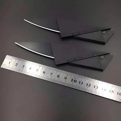 Tarjeta portátil plegable con cuchillo, cartera negra, defensa personal