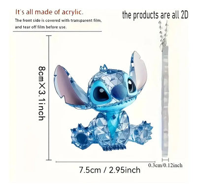 Llavero Stitch Lilo Acrílico Detalle Amistad Detalle Regalo Azul