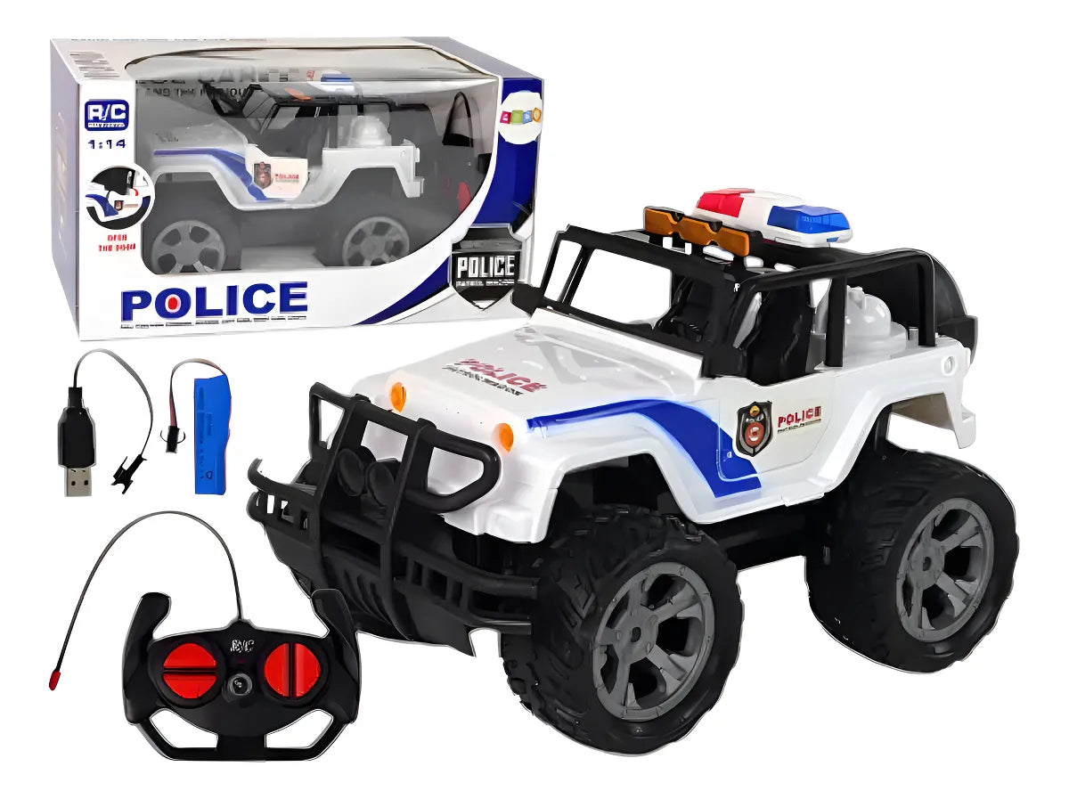 Auto Control Remoto Policía Keep Law Escala 1:20 Blanco Luces LED