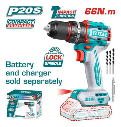 Taladro De Impacto Drill Inalámbrico 20v Total Herramientas Turquesa