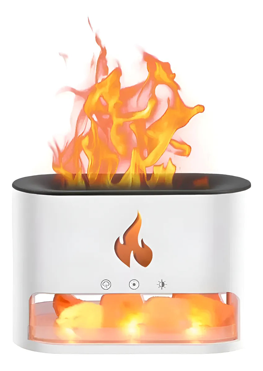 Humificador Difusor De Aromas Efecto Piedras Chimenea Fuego - Blanco