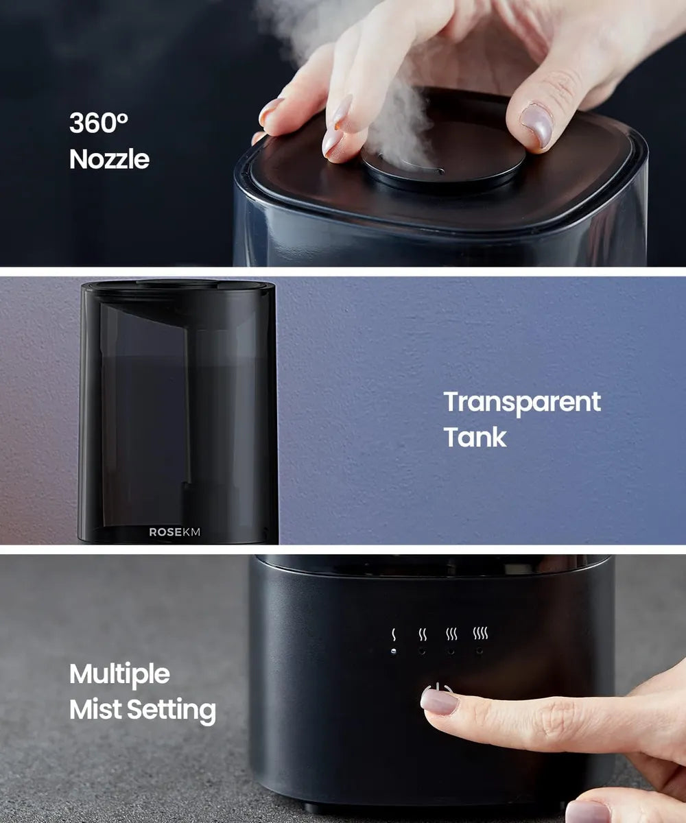 Humidificador Ultrasónico Silencioso Niebla Fría Bebes - Negro