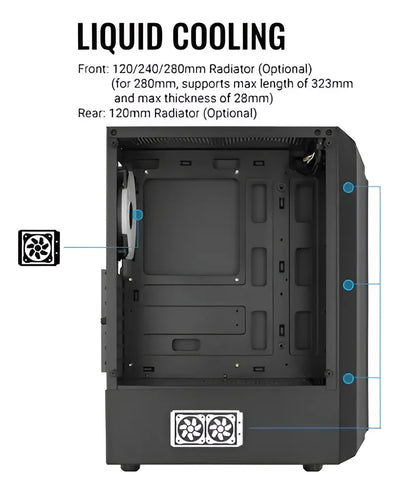 Gabinete Chasis Gamer Aerocool Bionic Fan Y Tira Rgb Vidrio Color Blanco