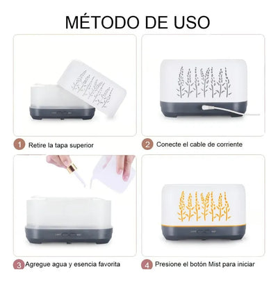Humificador Difusor De Aromas Efecto Fuego Chimenea - Blanco