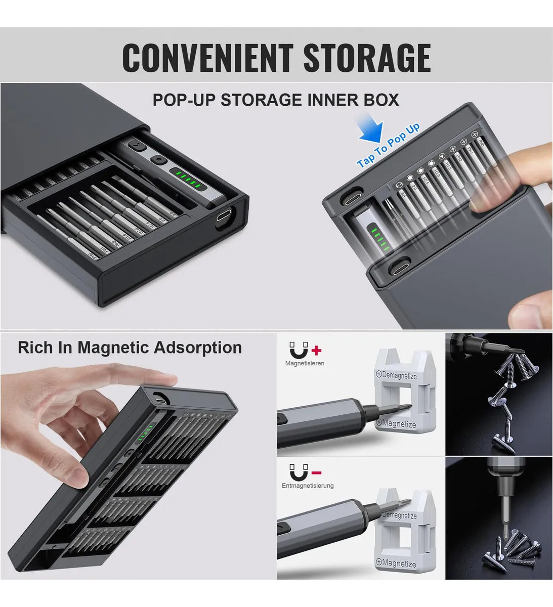 Mini Destornillador Eléctrico 3.7 V 72 En 1 Inalámbrico Port - Negro (72 Black) - Frecuencia