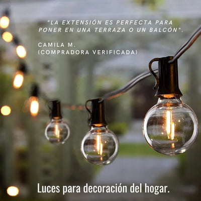 Guirnalda Extensión Luces Led Exterior 7,6m 25 Bombillos Amarillo