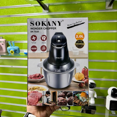 Picatodo Electrico Sokany 400w 2 Litros Doble Cuchilla Acero Color Gris