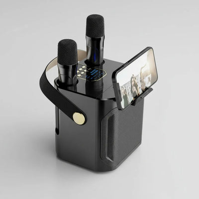 Parlante Bluetooth Karaoke Inalámbrico Con 2 Micrófonos S882 Negro