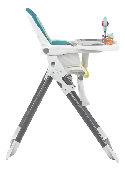 Silla Comedor Bebé Portátil 2 En 1 Con Juguetes Color Azul Acero Selva