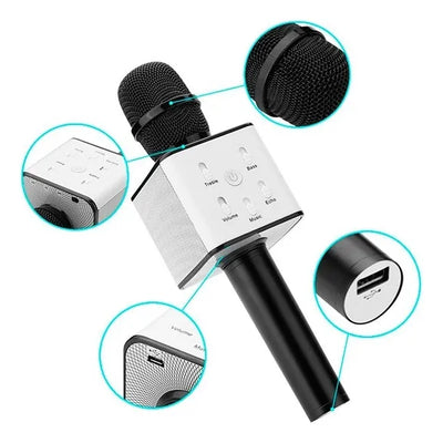 Microfono Inalambrico Karaoke Recargable Con Luz Led Color ! Color Amarillo