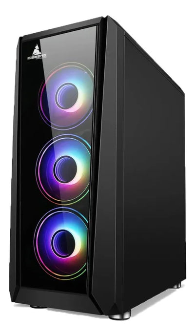 Chasis Caja Atx Gamer Iceberg Crystal G11 + 4 Fans Argb Negro
