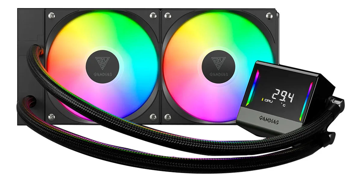 Enfriamiento Gamdias Chione E4-240 Digital 240mm Lga1700/am5 Led Rgb Negro